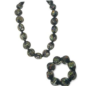 Vintage Murano Glass Bead Necklace and Bracelet Set